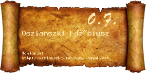 Oszlanszki Fábiusz névjegykártya